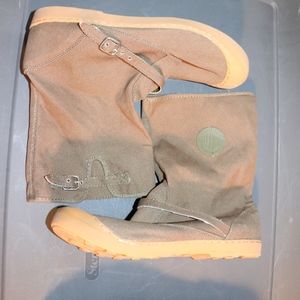 Olive/Brown Cotton Boots/Booties